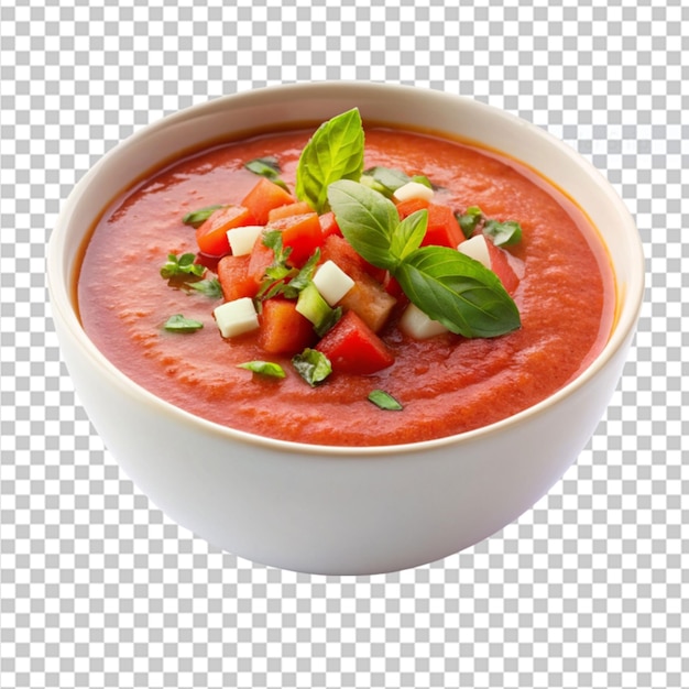 a bowl of refreshing gazpacho soup on transparent background