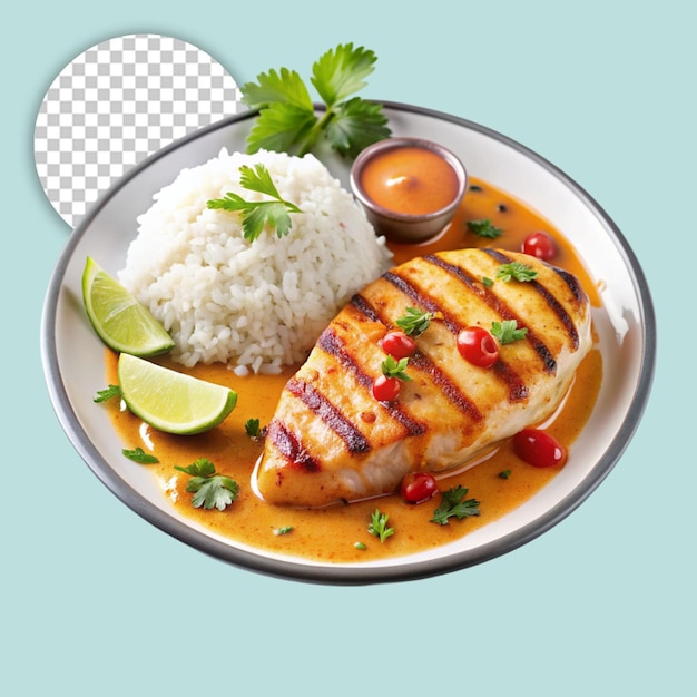 A bowl of rice with a salad and a salad on transparent background