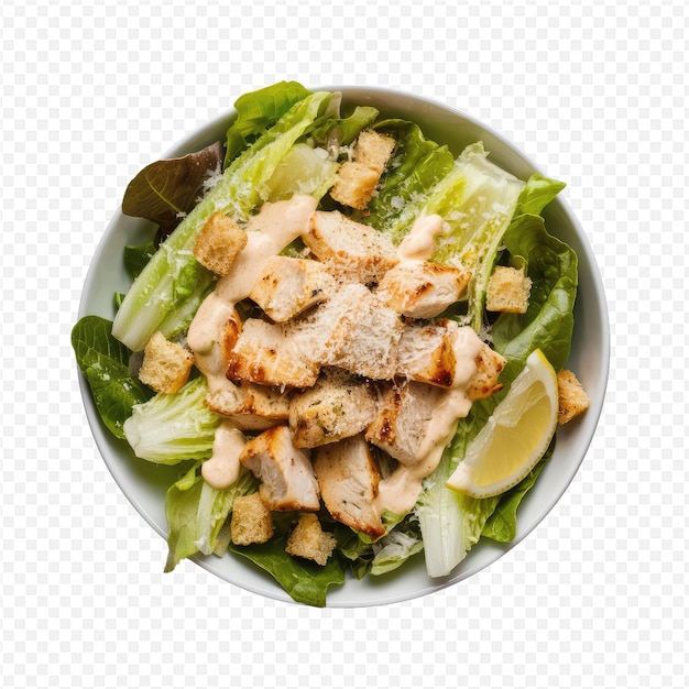 PSD a bowl of salad with chicken lettuce and lettuce