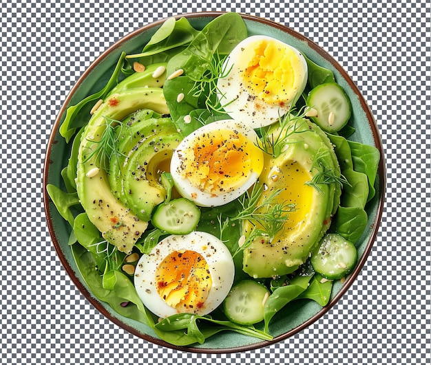 PSD a bowl of salad with eggs spinach and spinach