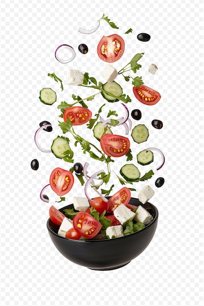 PSD a bowl of salads with tomatoes cucumber and olives