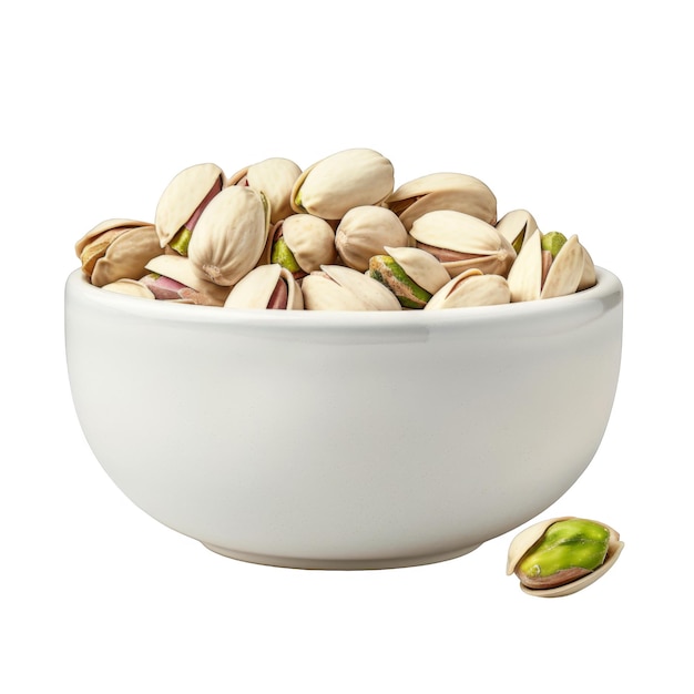 A Bowl of Shelled Pistachios with a Single Nut Separated