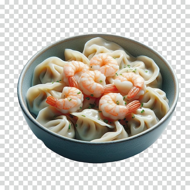 A bowl of shrimp dumplings transparent background