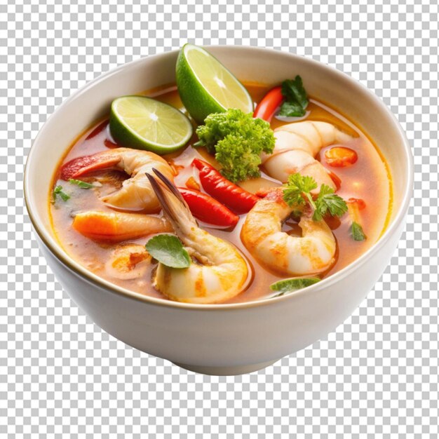 PSD a bowl of shrimp tom yum soup on transparent background