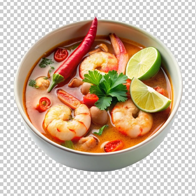 PSD a bowl of shrimp tom yum soup on transparent background