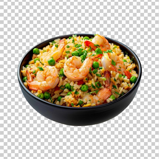 PSD a bowl of shrimp with rice and vegetables