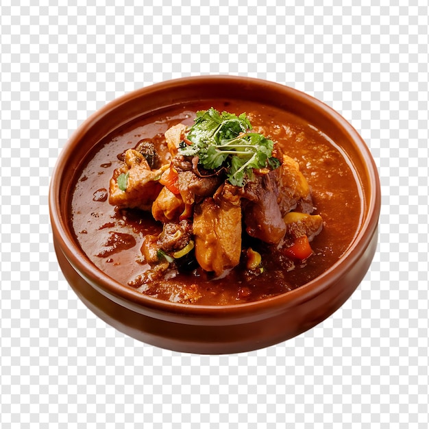 A bowl of Spicy beef curry beef vindaloo isolated on a transparent background by AI generative