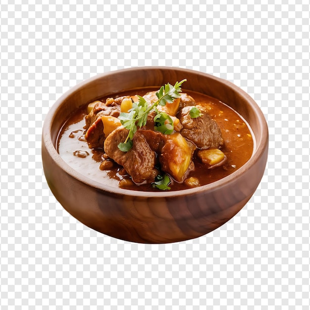 A bowl of Spicy beef curry amp beef vindaloo isolated on a transparent background by AI generative