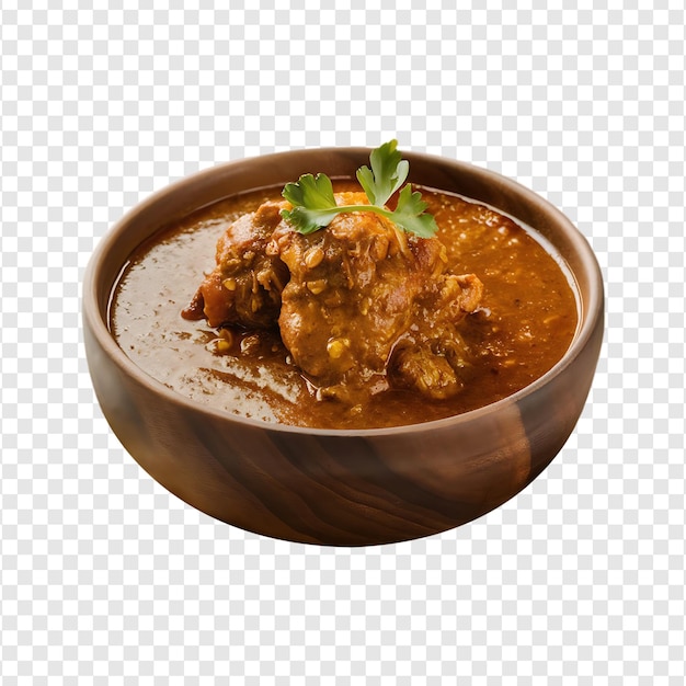 A bowl of Spicy beef curry amp beef vindaloo isolated on a transparent background by AI generative