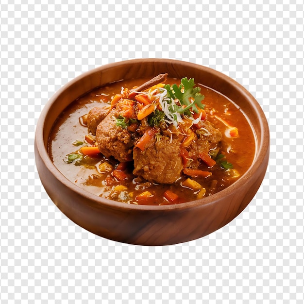 A bowl of Spicy beef curry amp beef vindaloo isolated on a transparent background by AI generative