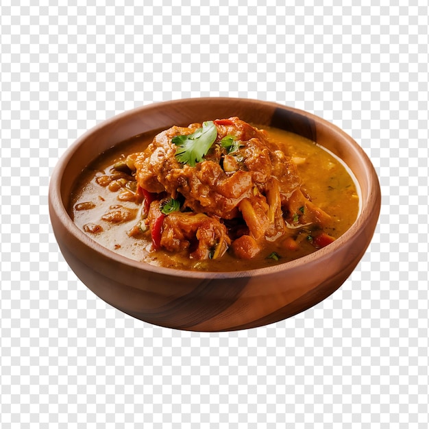 A bowl of Spicy beef curry amp beef vindaloo isolated on a transparent background by AI generative