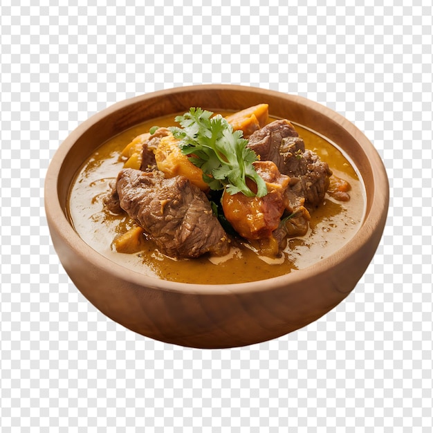 A bowl of Spicy beef curry beef vindaloo isolated on a transparent background by AI generative