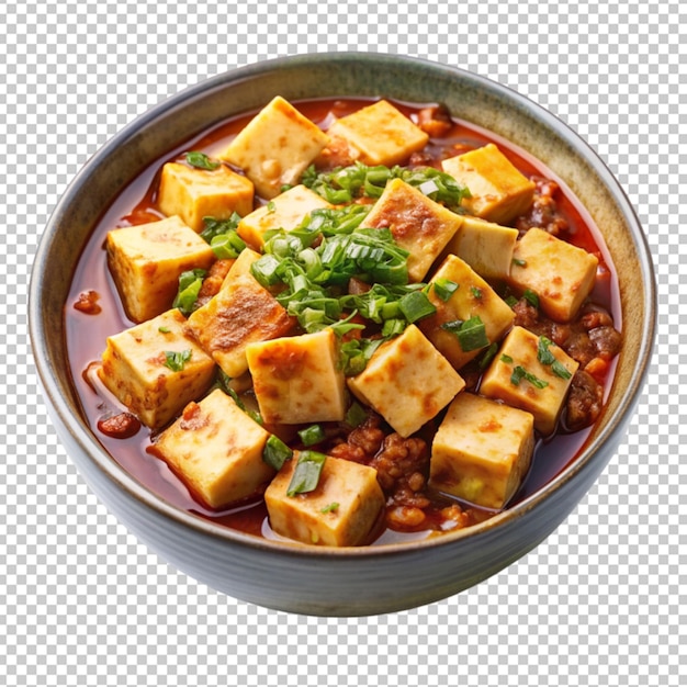 PSD bowl of tasty mapo tofu dish isolated