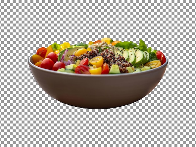 Bowl of tasty quinoa salad isolated on transparent background