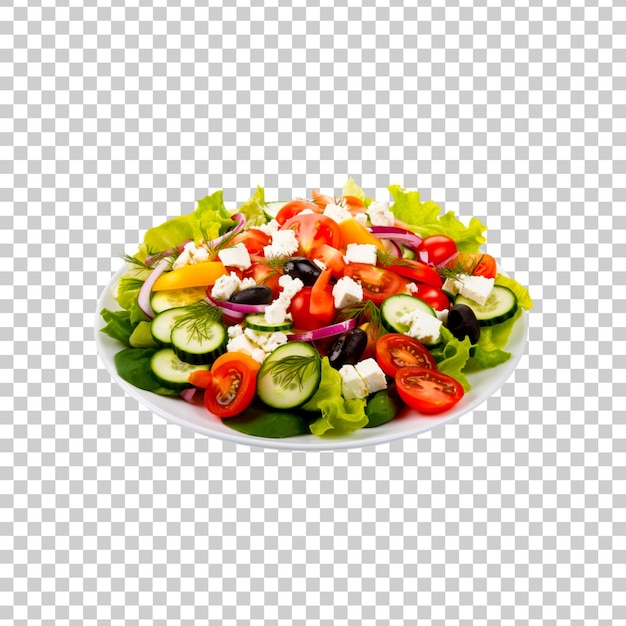 A bowl of tasty salad with fresh vegetables on a transparent background