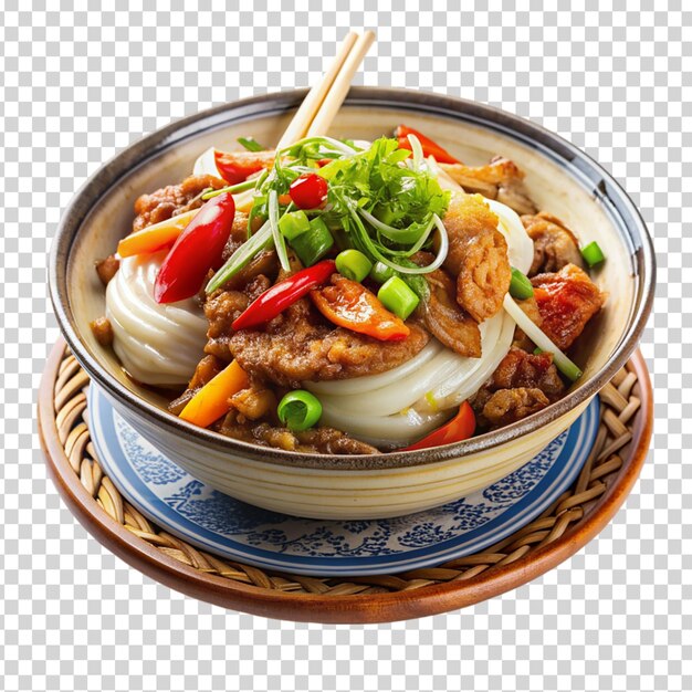 PSD a bowl of vegetables and meat on transparent background