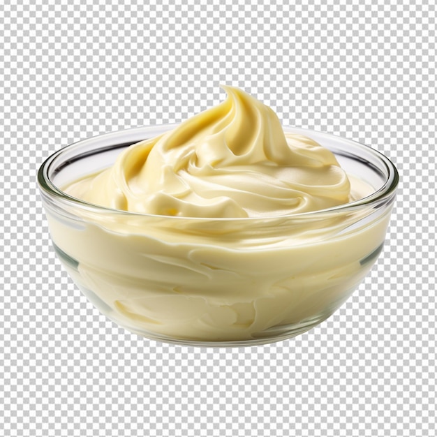 Bowl with mayonnaise isolated on transparent background