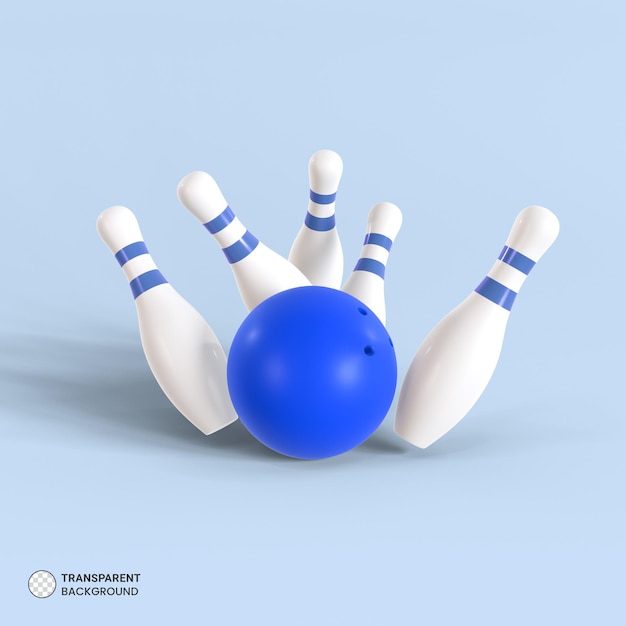 Bowling ball and pins icon isolated 3d render illustration