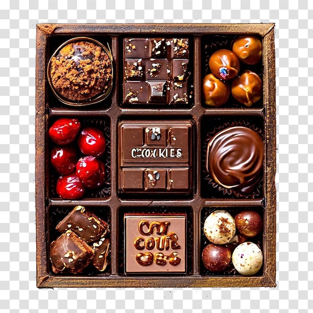 box of chocklets on transparent background