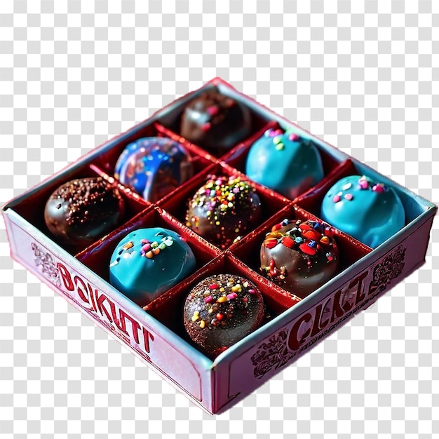 box of chocklets on transparent background