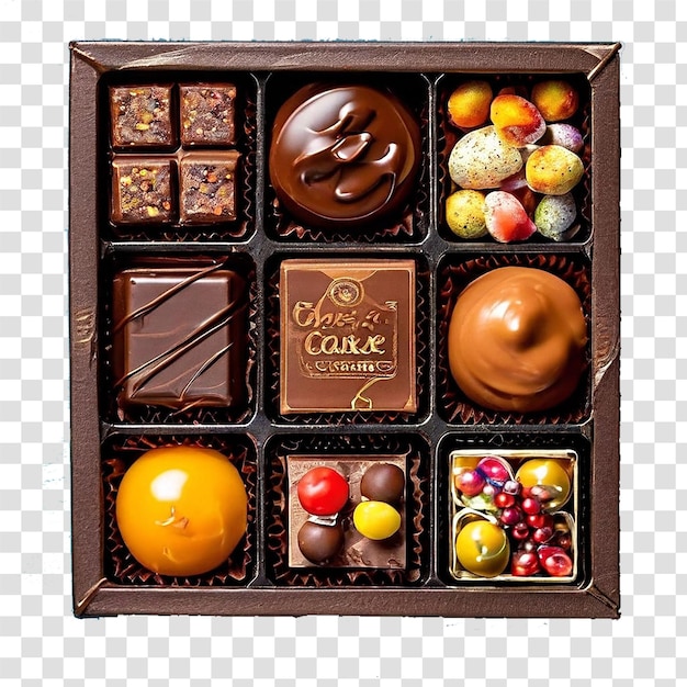 box of chocklets on transparent background