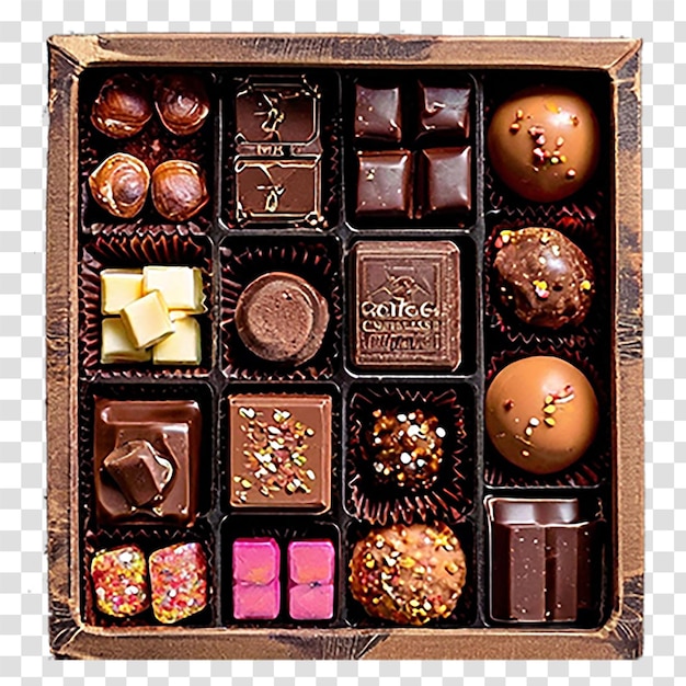 box of chocklets on transparent background