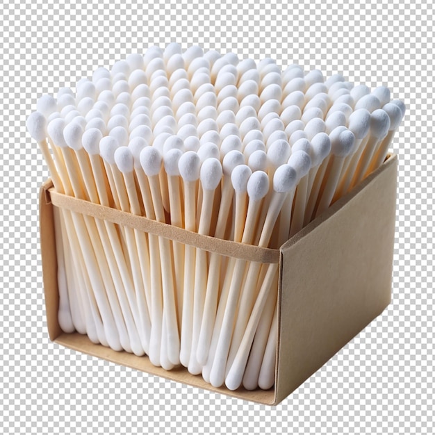 PSD box of cotton buds on transparent background