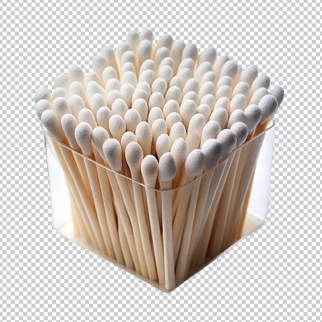 PSD box of cotton buds on transparent background