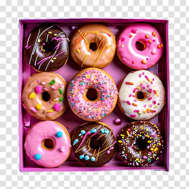 box of donats on transparent background