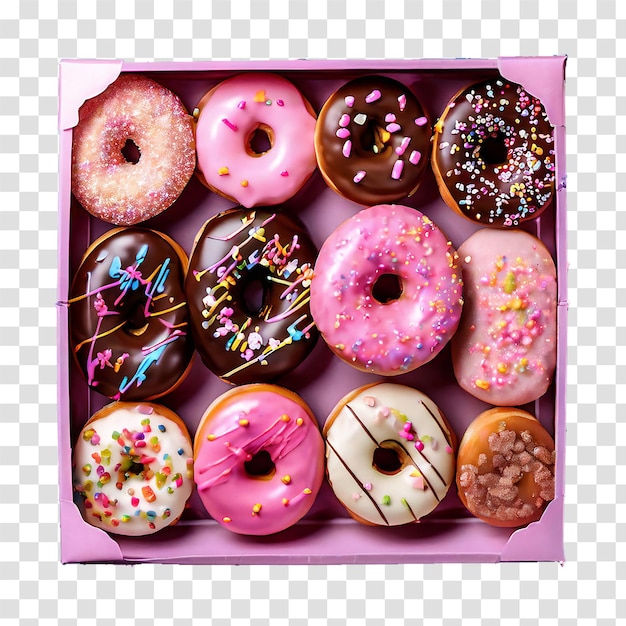 box of donats on transparent background