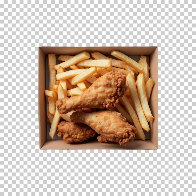 a box of french and french fries with a grid that says food isolated on a transparent background