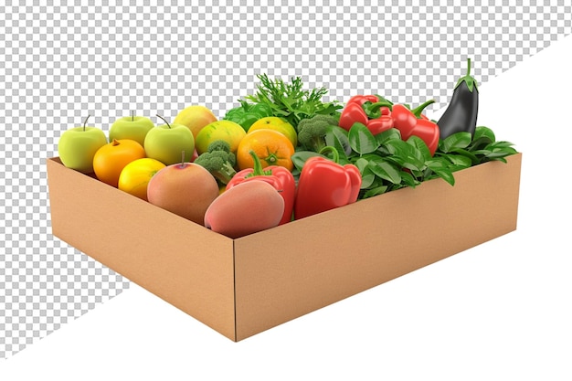 a box of fruits and vegetables with a box of vegetables