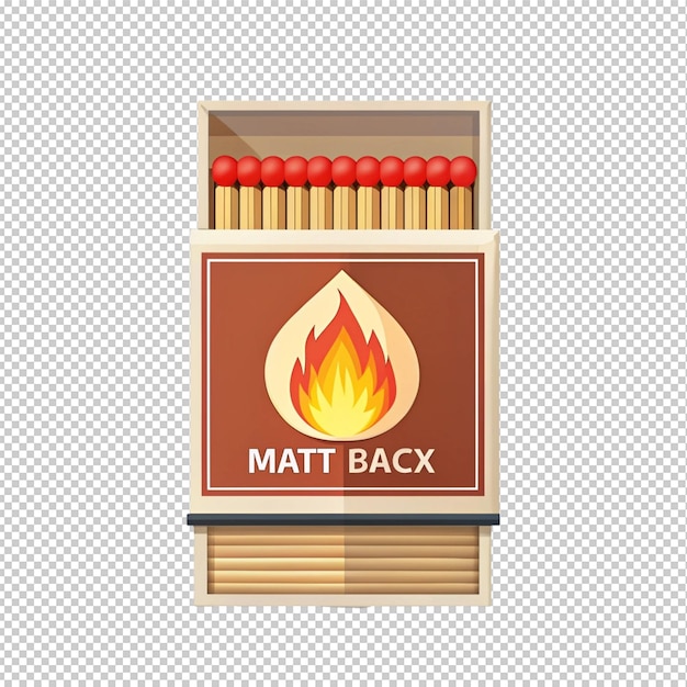 PSD a box of matches an open box of matches icon for website app about fire safety camping kitchen vector flat illustration cartoon style