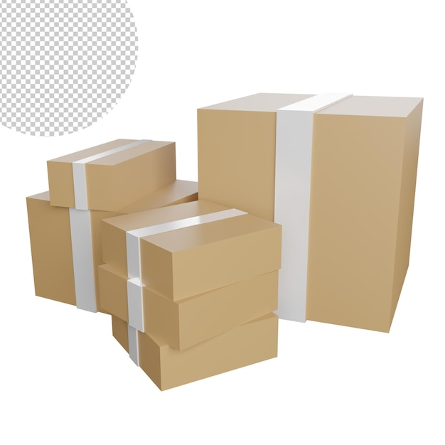 Box packaging side vie 3d icon render free illustration transparent background