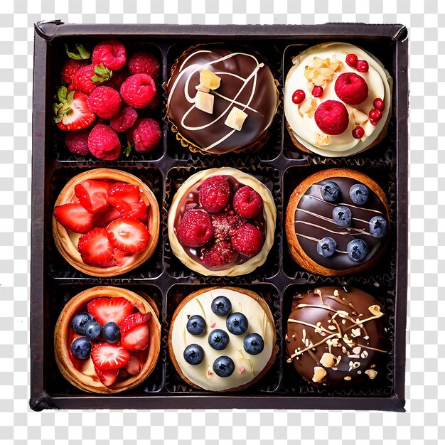 box of pastries on transparent background