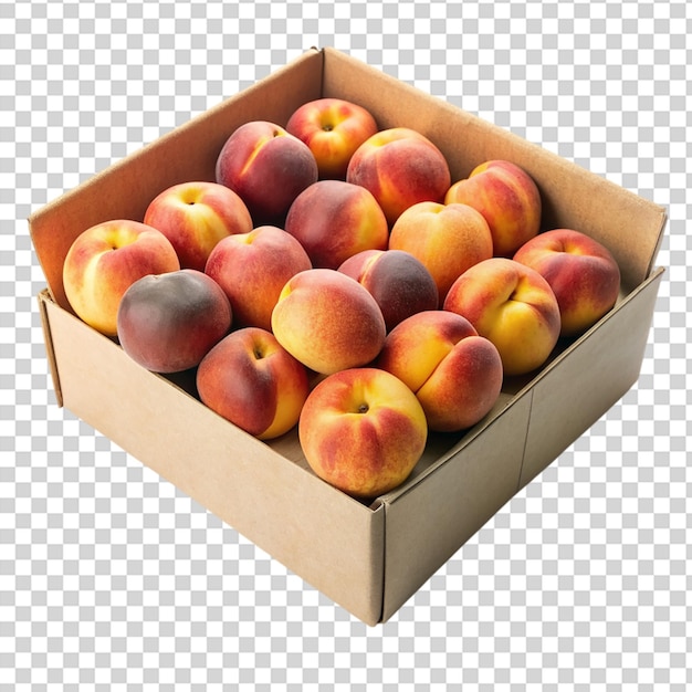 PSD a box of peaches on transparent background