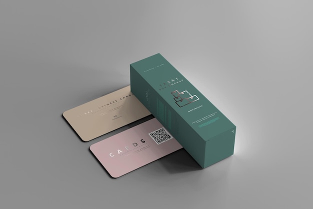 Box with Business Cards Mockup