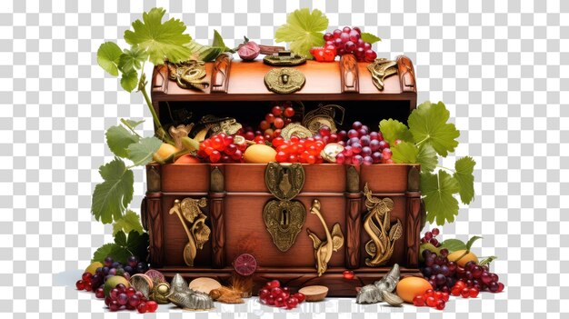 PSD a box with grapes and a basket with grapes on it