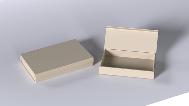 a box with the lid open and the box on the left is open