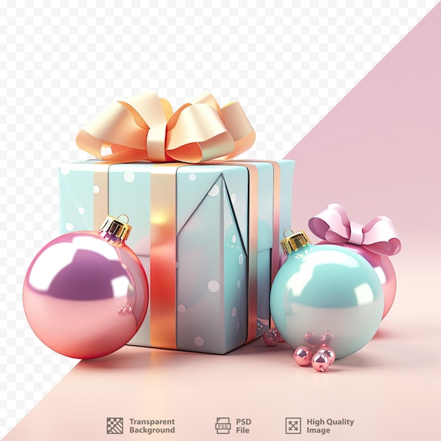 a box with a pink and blue bauble on it