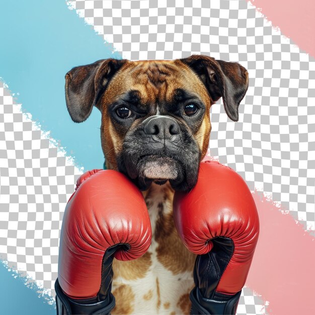 PSD a boxer with red boxing gloves in the middle of the picture