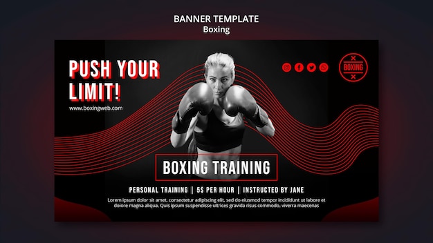 PSD boxing banner template with photo