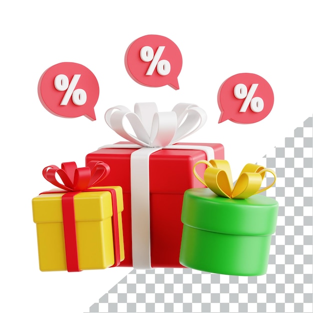 PSD boxing day 3d icon 3d model 3d icon design illustration