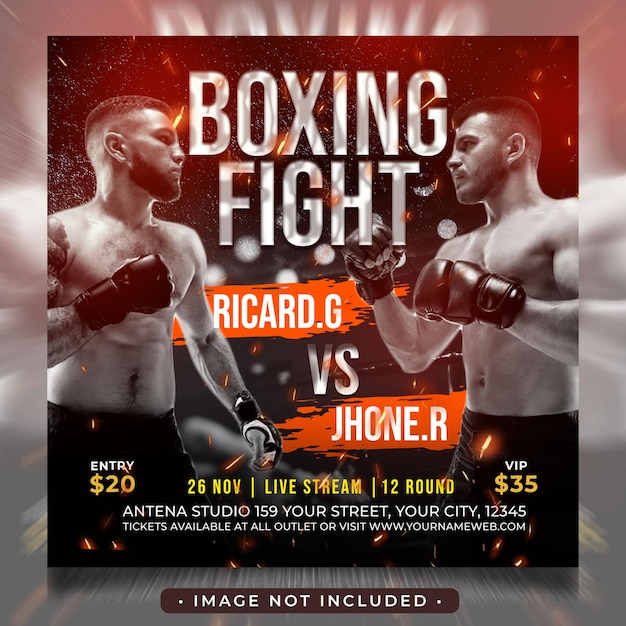 boxing fight social media post flyer square