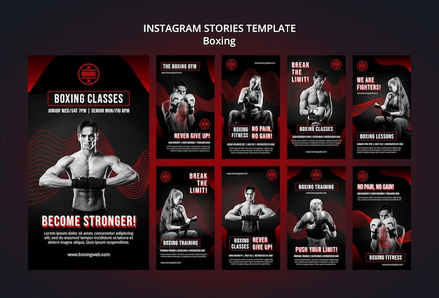 Boxing instagram stories set