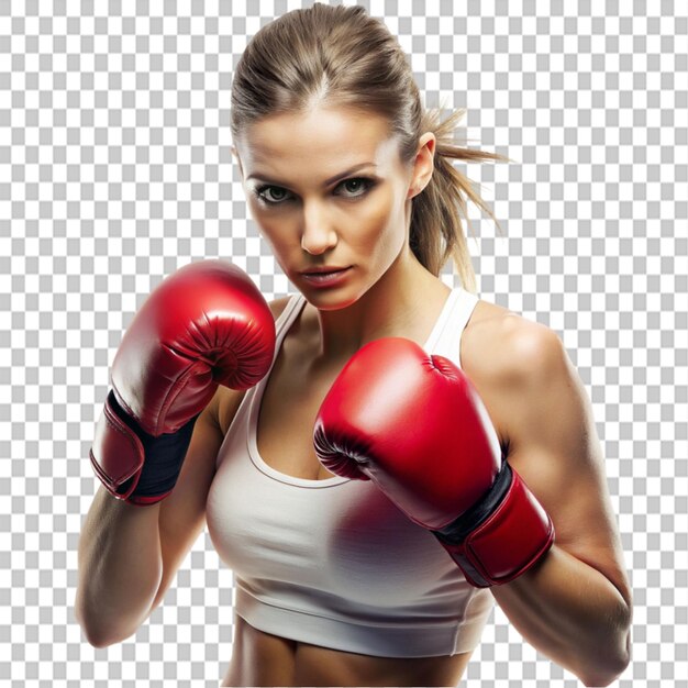 PSD boxing lady on transparent background