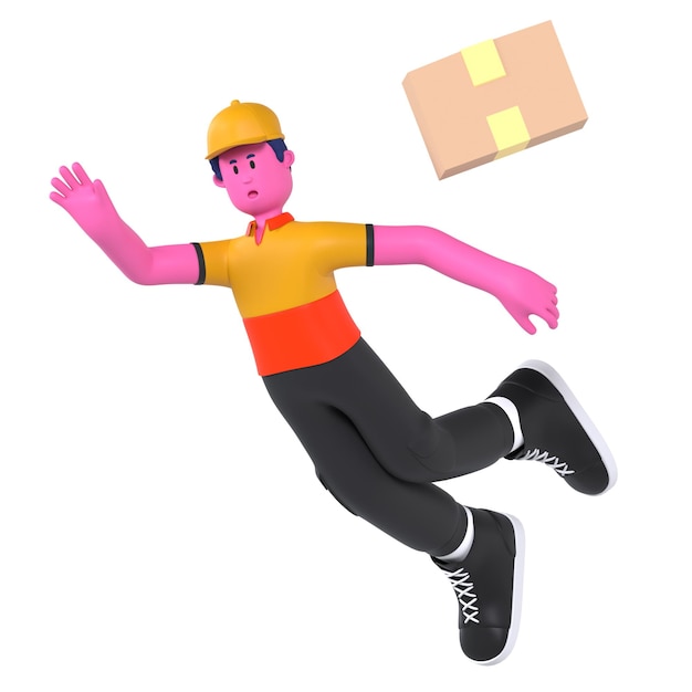 PSD boy falling deliveryman package courier