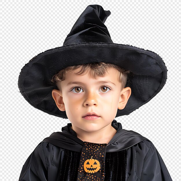 PSD boy kid halloween costume trick or treat on isolated transparent background