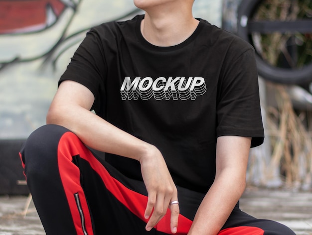 Boy model shirt mockup street style