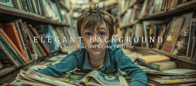 A Boy Reading Amongst Stacks of Books